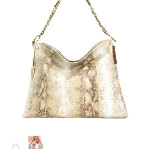 Ivanka Trump Gold-Tone Chain Neutral Snake-Print Shoulder Bag
